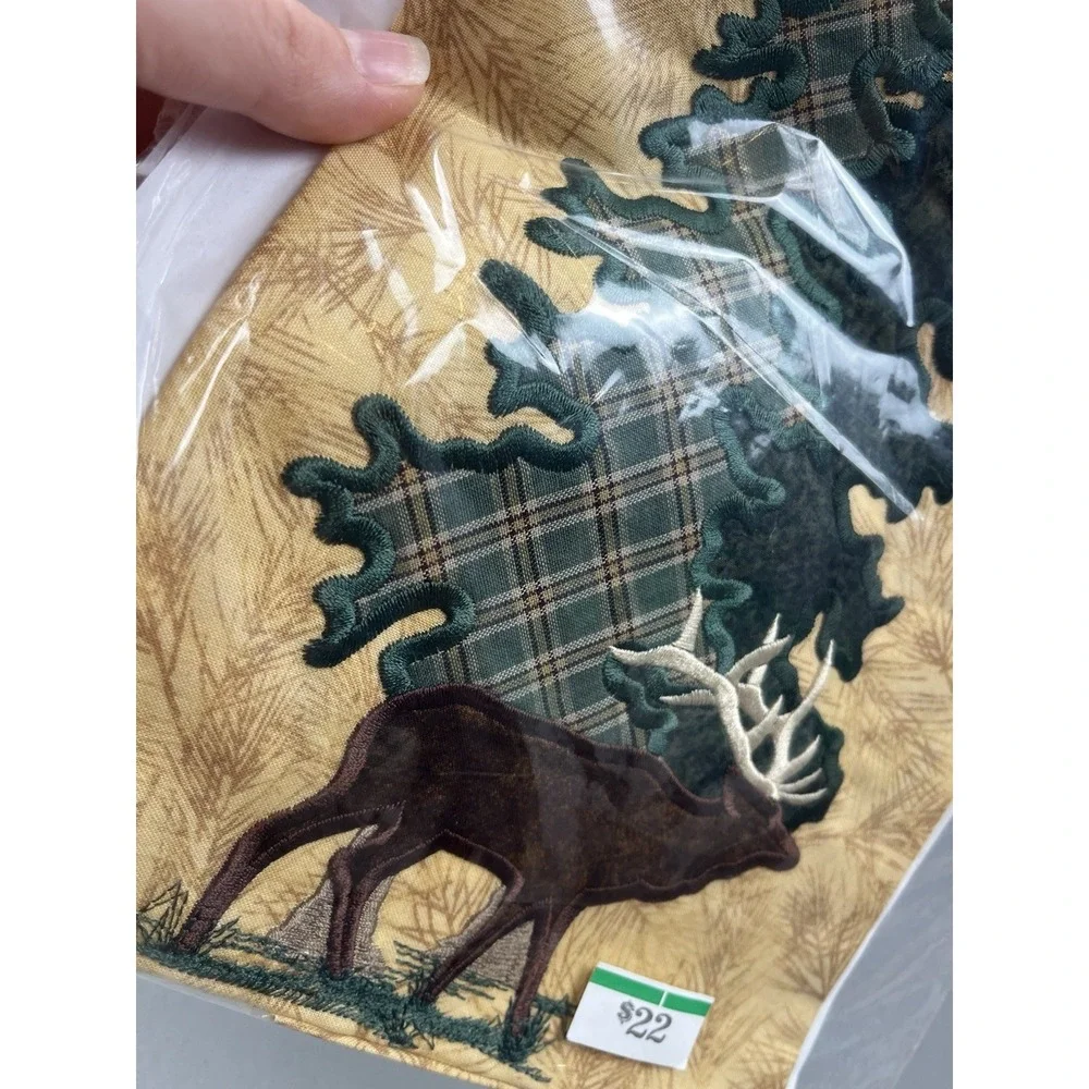 Applique Embroidered Quilt Block Fabric Reindeer Moose XMas - Shari Shari's x2
